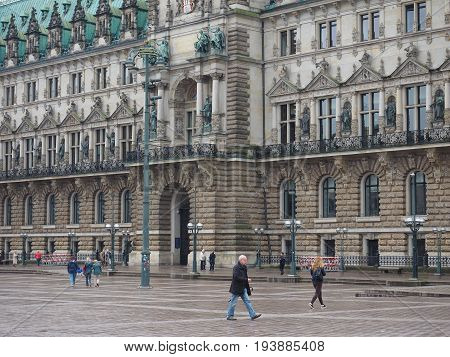 Rathausmarkt Square In Hamburg
