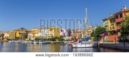 Panorama Of Boats And Colorful Houses Of Port Saplaya In Valencia