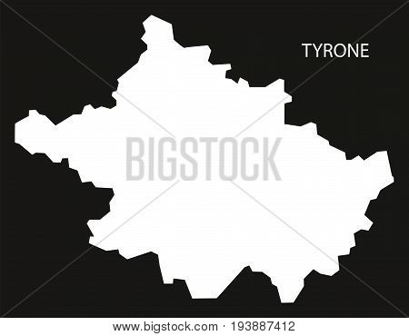 Tyrone Northern Ireland Map Black Inverted Silhouette Illustration