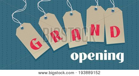 Grand opening vector background. Labels design element for poster or banner for opening ceremony