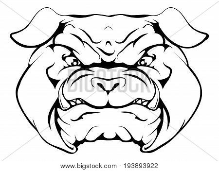 An illustration of a tough looking bulldog animal sports mascot or character
