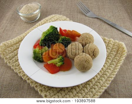 Balls from roasted barley flour with mixed vegetables