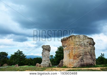 Mor Hin Khao, Or Thai Stonehenge In The Phu Laenkha National Park In Chaiyaphum , Thailand