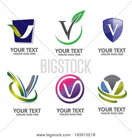Modern and elegant minimalist letter v logo vector set