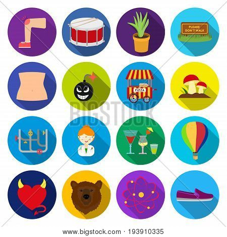 entertainment, restaurant, fitness and other  icon in flat style. medicine, recreation, flying icons in set collection.