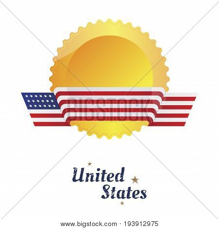 American Flag Of Beautiful Shape On The Emblem. Flat Vector Illustration Eps 10