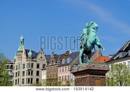 COPENHAGEN, DENMARK - MAY 6, 2017: Statue of Bishop Absalon in Copenhagen, Denmark