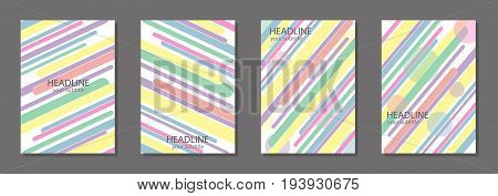 Design template for brochure cover poster textbook schoolbook notebook notepad etc. Simple colorful shapes. Set. Vector illustration.