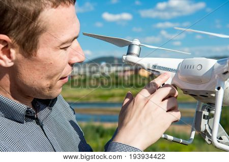 copter registration number plate drone sky background