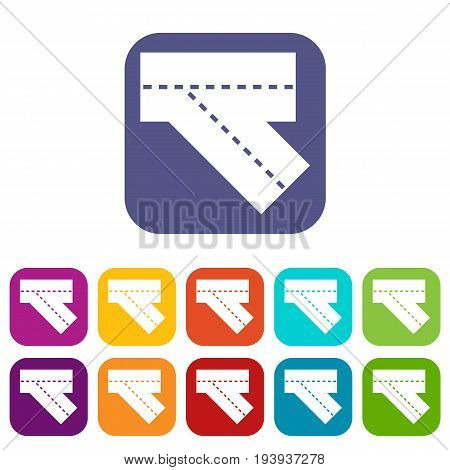 Turn road icons set vector illustration in flat style In colors red, blue, green and other