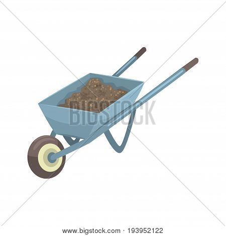Wheelbarrow full of soil or compost cartoon vector Illustration isolated on a white background
