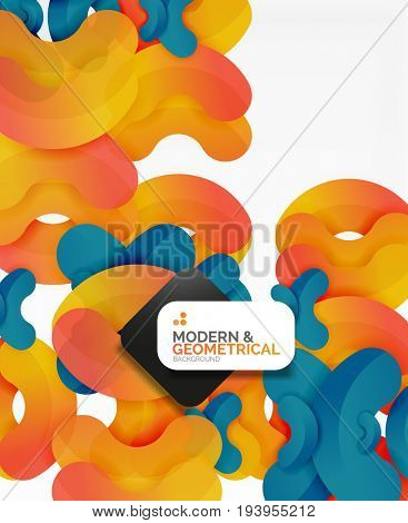 Abstract color geometric round shapes on white - elements with shadow, colorful composition