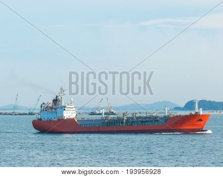 Logistic conceptOil tanker was sailing to the next port.