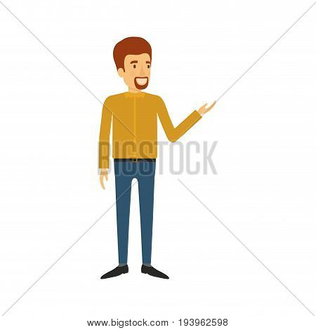 colorful silhouette of man standing in casual clothes with van dyke beard vector illustration