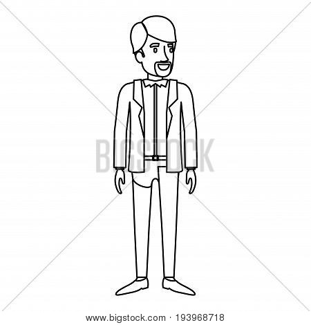 monochrome silhouette of man stand with van dyke beard in casual clothes vector illustration
