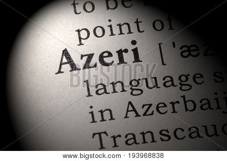 Fake Dictionary Dictionary definition of the word Azeri. including key descriptive words.