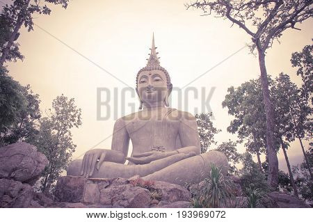 Thailand Loie 11 june 2017 Big buddha statue among nature built on a high hilltop of loie Thailand classic style