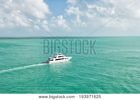 Touristic Yachts Floating By Green Island At Key West, Florida