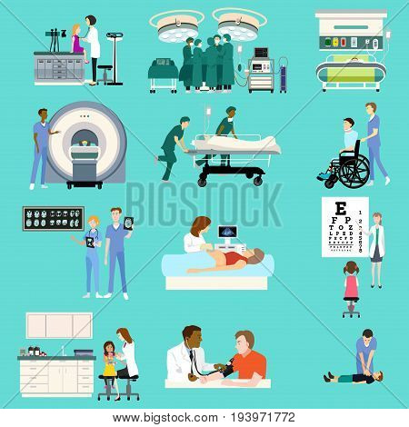 A vector illustration of Medical Healthcare Activities Cliparts