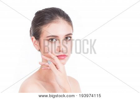 Beautiful Woman Face Portrait Beauty With Maleup Concept. Fashion Beauty Model Isolated On White, 20