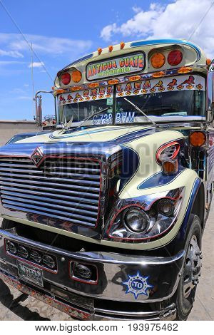 Chicken bus antigua in Guatemala May 2015