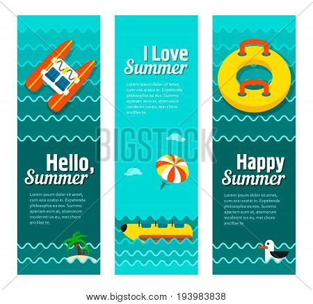 Travel and vacation vector banners. Summertime. Holiday