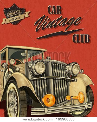 The authentic vintage car club on a red background