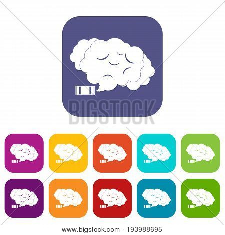 Tear gas icons set vector illustration in flat style In colors red, blue, green and other