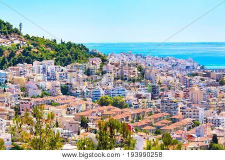 Old city and sea view in Kavala, Greece