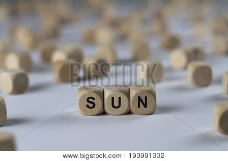 Sun - Cube With Letters, Sign With Wooden Cubes