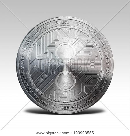 silver golem coin isolated on white background 3d rendering illustration