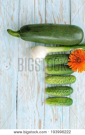 Still Life Of Cucumbers And Other Vegetables