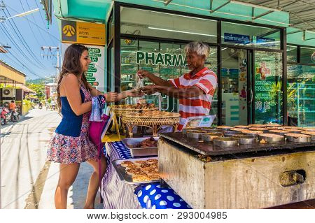 February 2019. Ko Lipe Tarutao National Marine Park Thailand. A View Of A Coconut Stall In Ko Lipe T