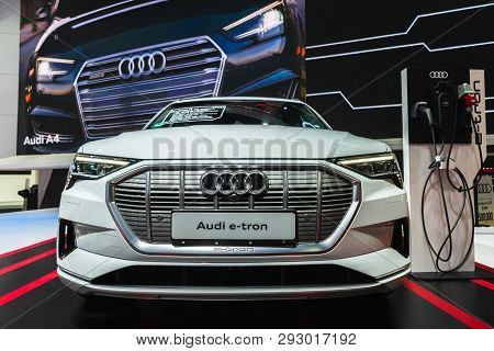 Bangkok, Thailand - March 31, 2019:  Audi E-tron Gt Electronic Vehicle Concept Car On Display At The