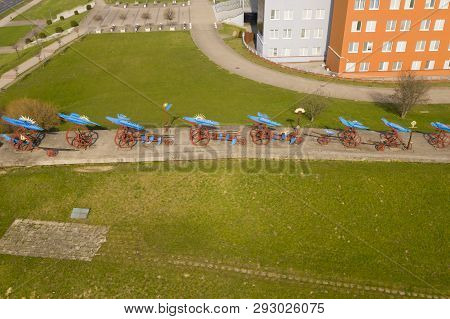 Koszalin, Poland - 30 March 2019 - Aerial View On Plonace Ptaki Hasiora Monument Close To The Polite