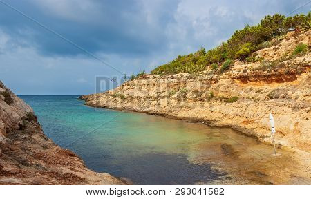 View Of Cala Greca Beach In Lampedusa, Sicily