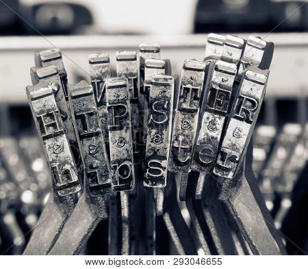 the word   HIPSTER with old typwriter keys  monochrome