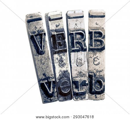 the word  VERB  with old typwriter keys  monochrome