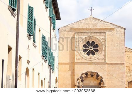 Tarquinia, Italy - Circa September 2017. Sunny Day In Tarquinia. Beautiful View Of Catholic Church (