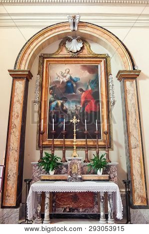 Tarquinia, Italy - Circa September 2017. Interiors Of Catholic Church (chiesa Del Suffragio). Xviii 