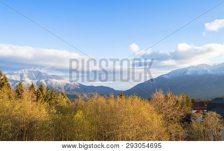 Postavarului And Piatra Mare Mountains Seen From Predeal