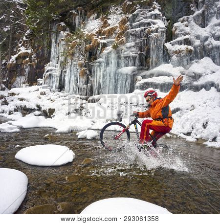 Mountain Bike In The Winter In The Mountains