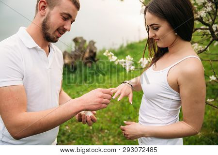 Man Makes A Marrige Proposal To A Girl. Gives Her A Ring For The Engagement