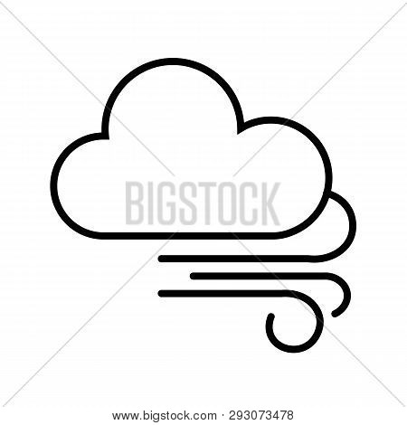 This Vector Image Shows A Cloud And Wind In Outline Icon Design. It Is Isolated On A White Backgroun