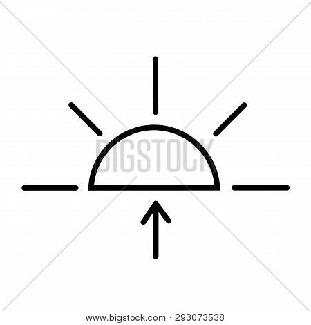 This Vector Image Shows A Sunrise In Outline Icon Design. It Is Isolated On A White Background.