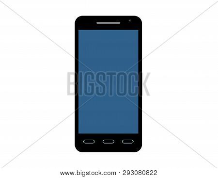 Mobile Phone With A Blue Screen Isolated Vector Image In Flat Style