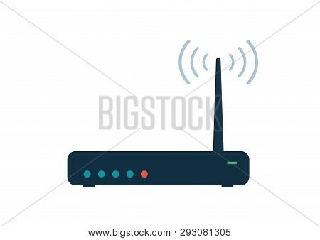 Wireless Wi-fi Router Icon, Black And White Isolated Technology Internet Sign.