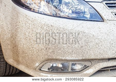 A Dirty Car After Rain. Dirty Car After A Trip Around The Countryside