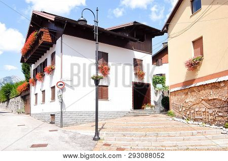 Pontebba, Italy - Circa August 2017. View Of The Streets Of Pontebba, Small Town Near The Austrian-i