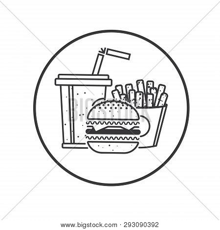 Fast Food Icon. Black And White Illustration.